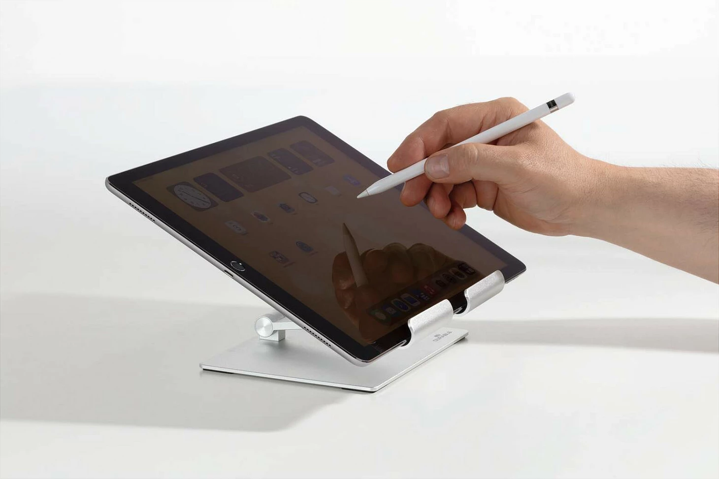 Mbajtëse për tablet Durable TABLET STAND RISE 894023, deri 13", e palosshme, alumini, argjend