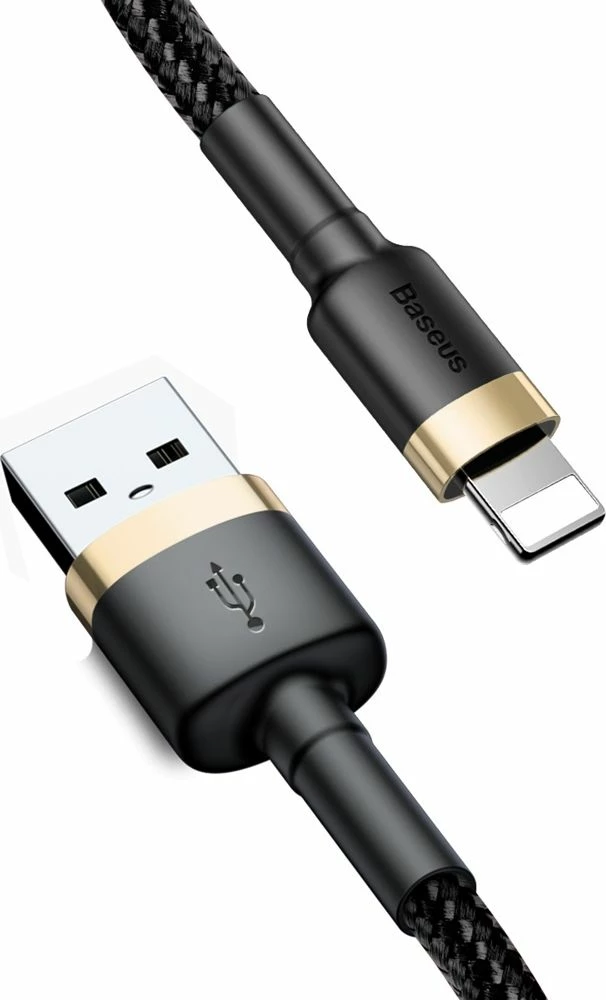 Kabllo USB-A në Lightning Baseus Cafule CALKLF-CV1 2m, e thurur najllon, 1.5A, Zi/Ari