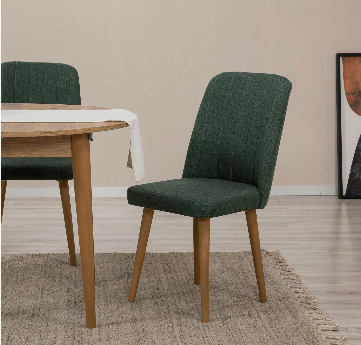 Set tavoline me karrige, zgjatshme, 5 pjesë, Skye Decor, Vina 1070, ngjyrë pishë Atlantiku, e gjelbër