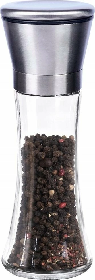Mulli erëzash manual Lumarko 19 cm, qelq/inoks, rregullim i trashësisë, mekanizëm qeramik, transparent, 1 copë