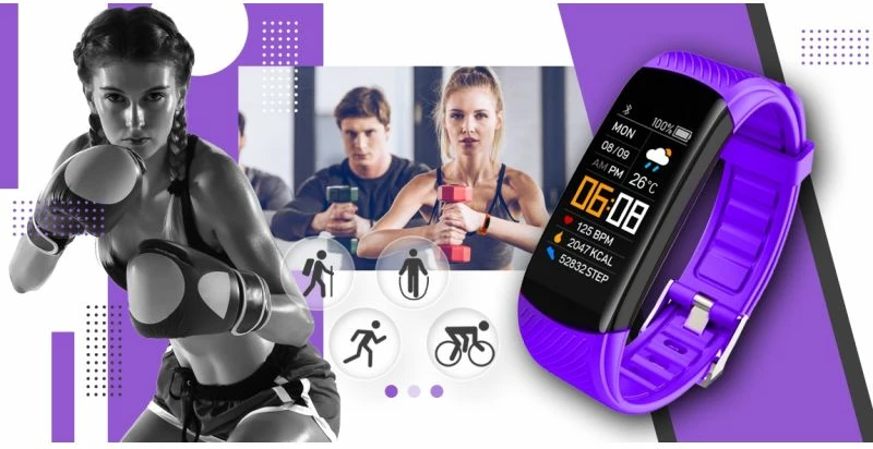 Smartwatch Giewont unisex, e zezë dhe e purpurtë