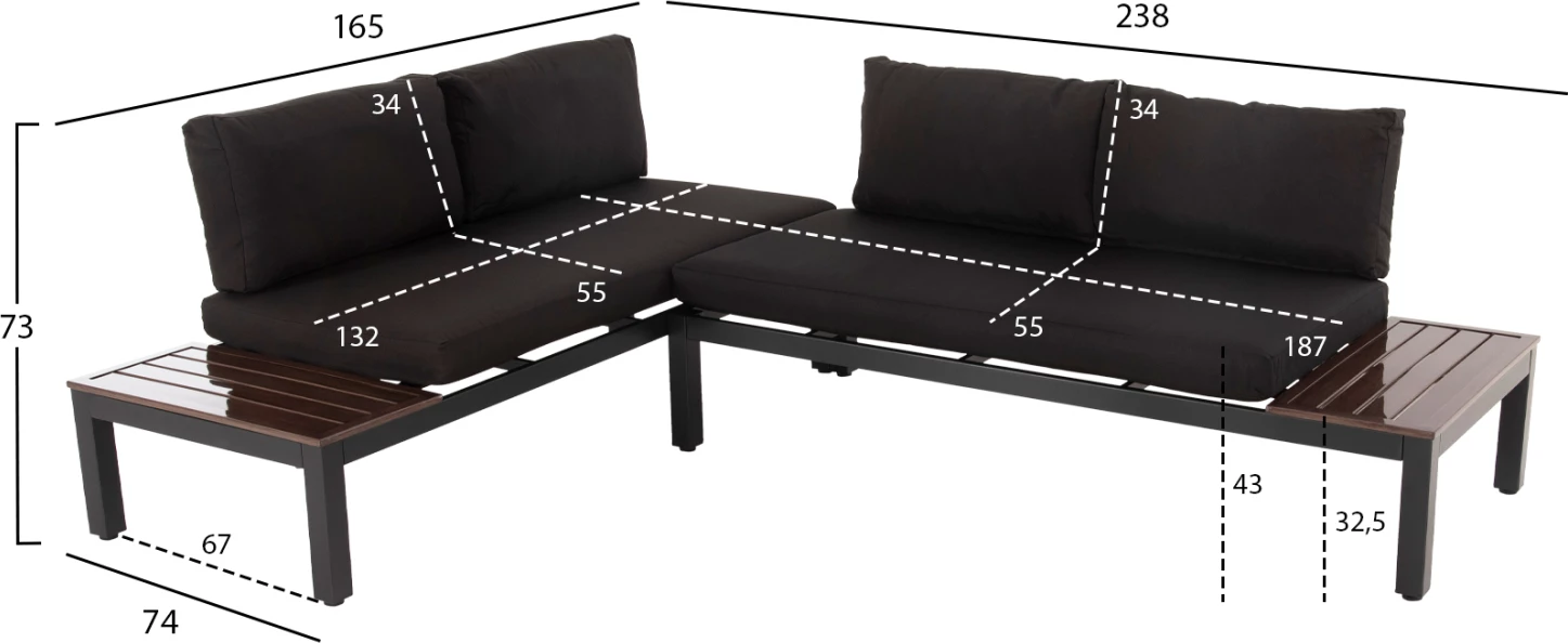 Set ulëse për kopsht DEX FH6090, 3 pjesë, antracit/e zezë