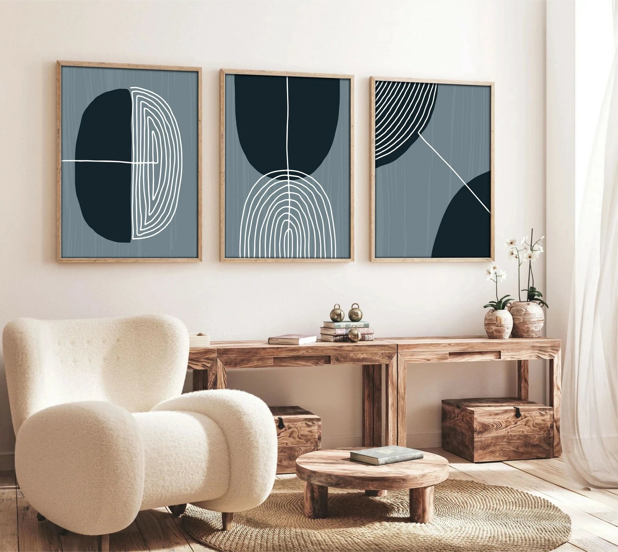 Pikturë dekorative me kornizë, MDF, 3 copë, Wallity, Huhu214, 30x40cm