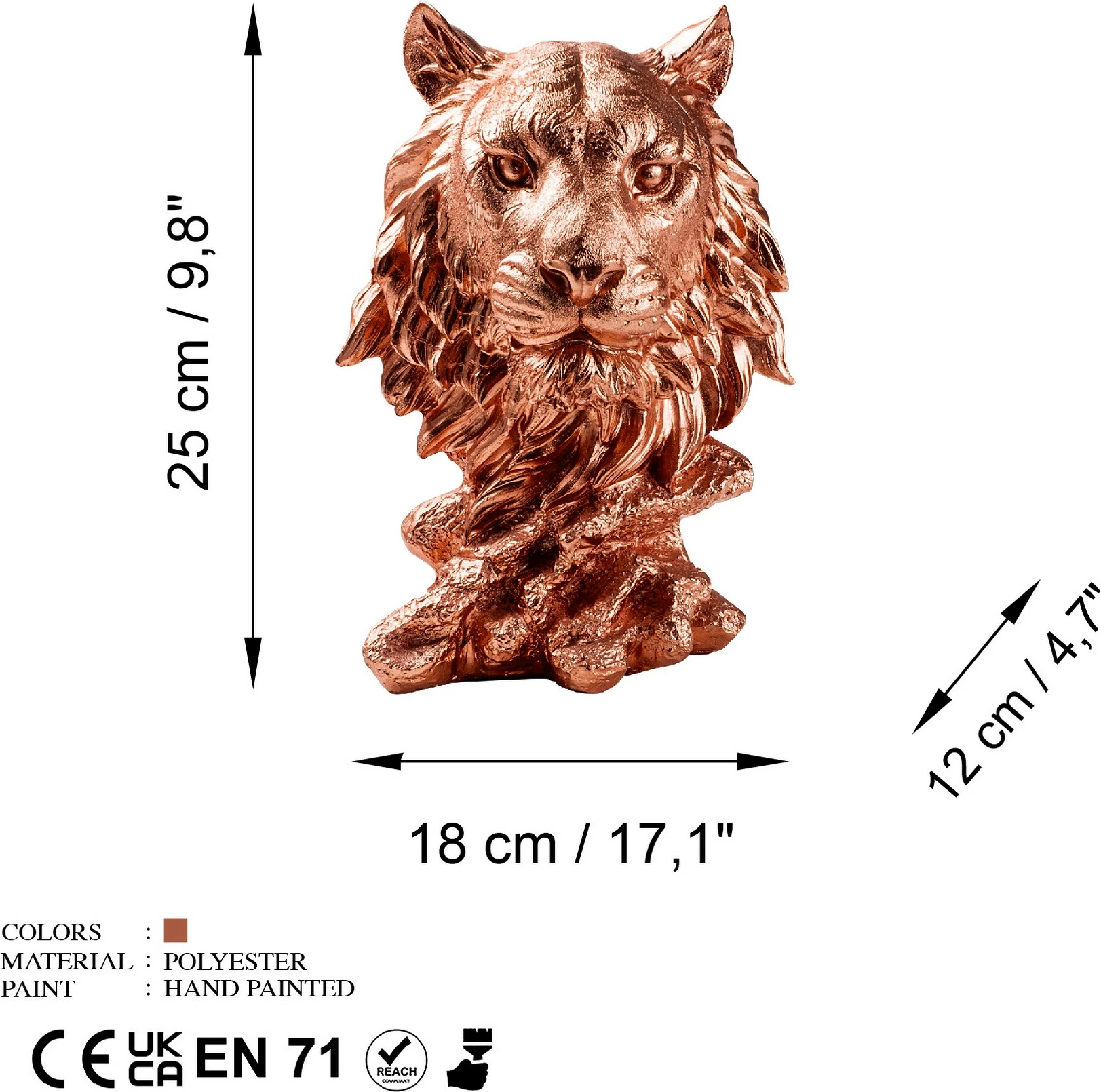 Objekt dekorativ Aberto Design, tigër, ngjyrë bakri