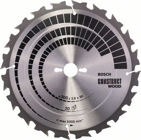 Disk sharrë rrethore Bosch Construct Wood 300mm, vrimë 30mm, 20 dhëmbë (2608640700)