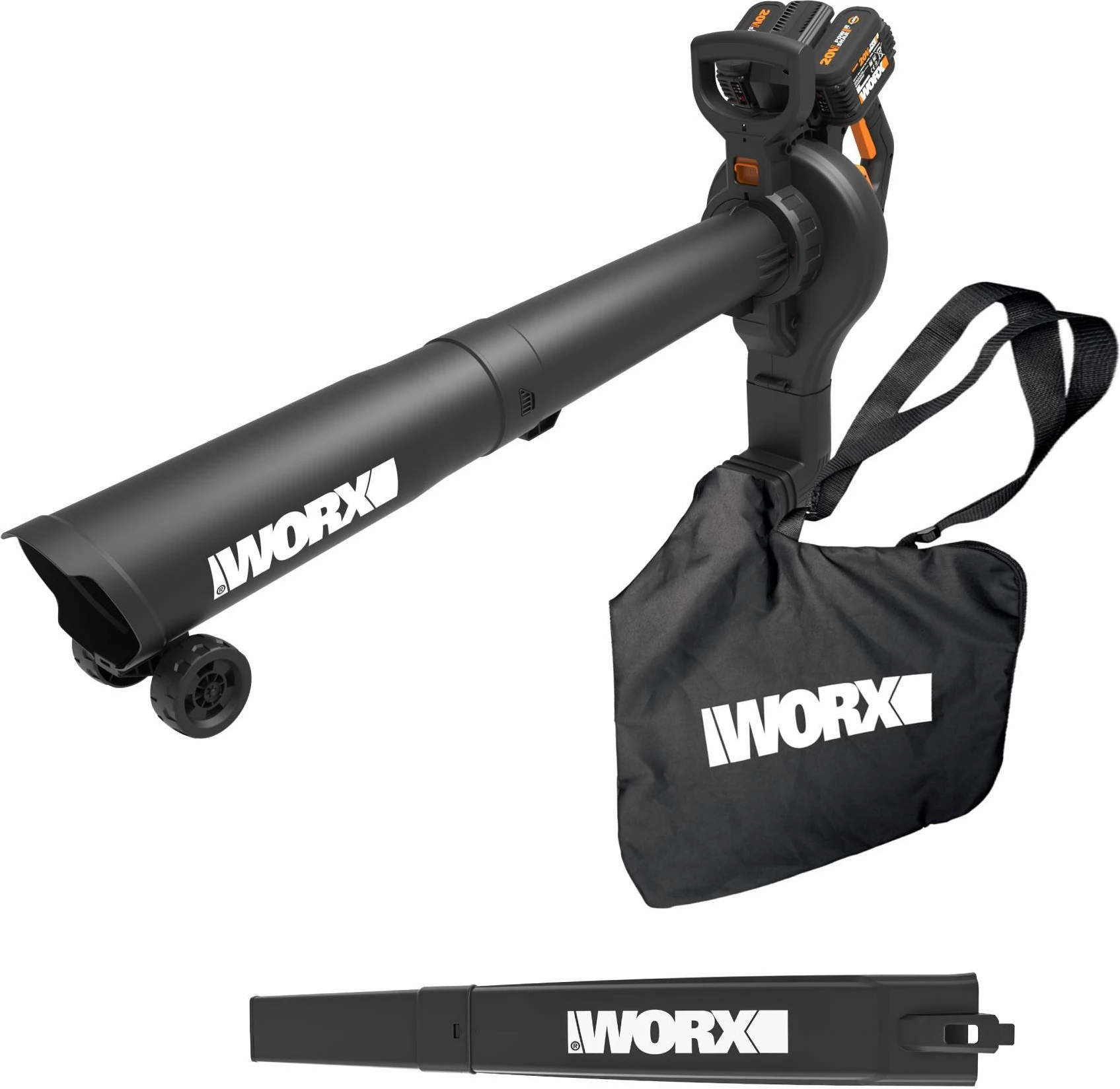 Fryrës/thithës gjethe Worx WG583E 40V MAX (2x20V) 2x4Ah me karikues, çantë 35L