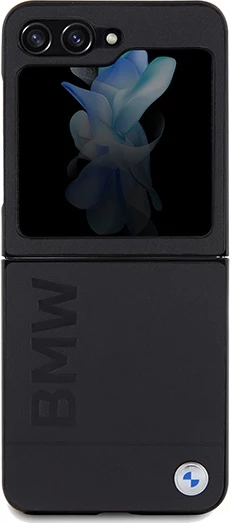 Mbështjellës BMW Leather Hot Stamp për Samsung Galaxy Z Flip 5, i zi