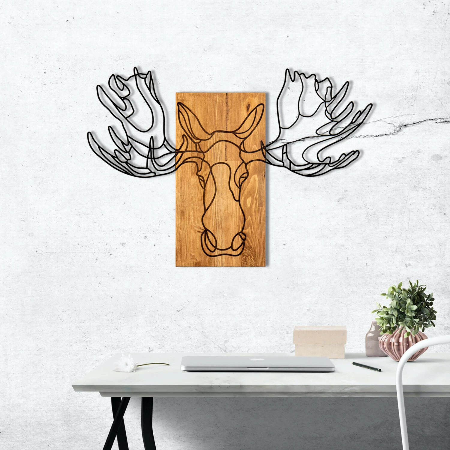Aksesor dekorativ muri prej druri dhe metali, Wallity, Jeyan, ngjyrë e zezë dhe arre, 93x66cm