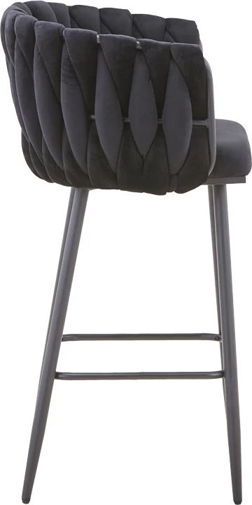 Karrige për bar Vivian, kadife e zezë, këmbë metalike, 57x50x100cm