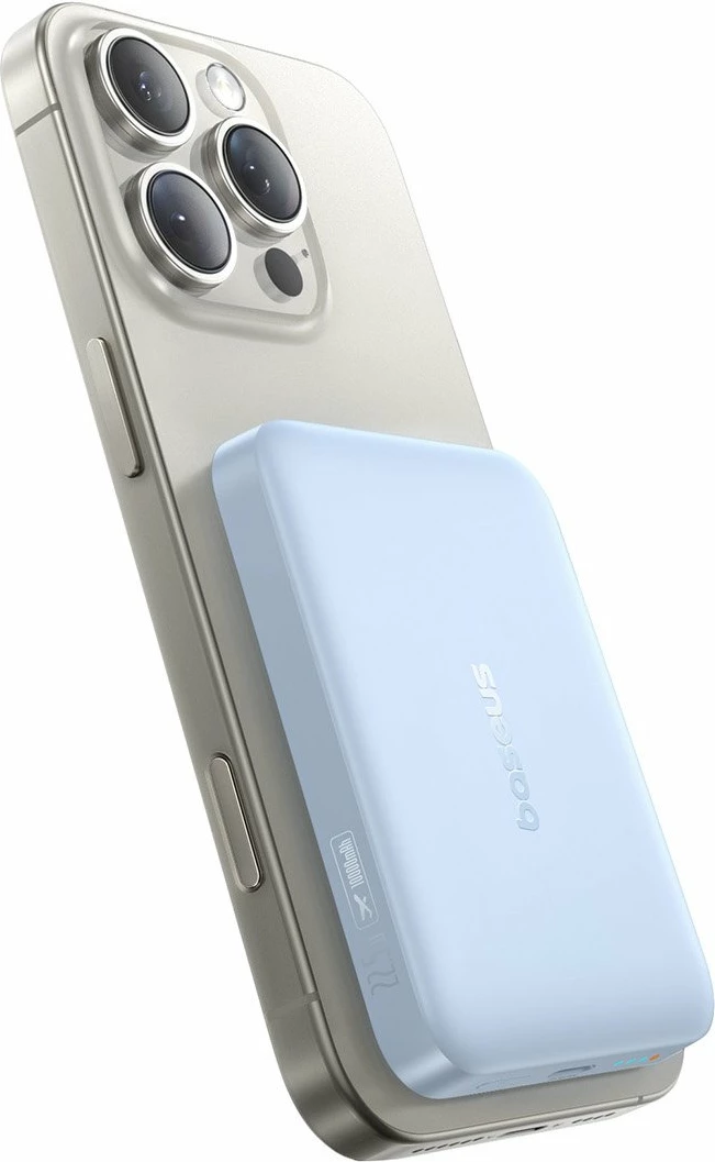 Powerbank Baseus MagSafe pa kabllo 10000mAh 22.5W me kabllo USB-C 0.3m, blu