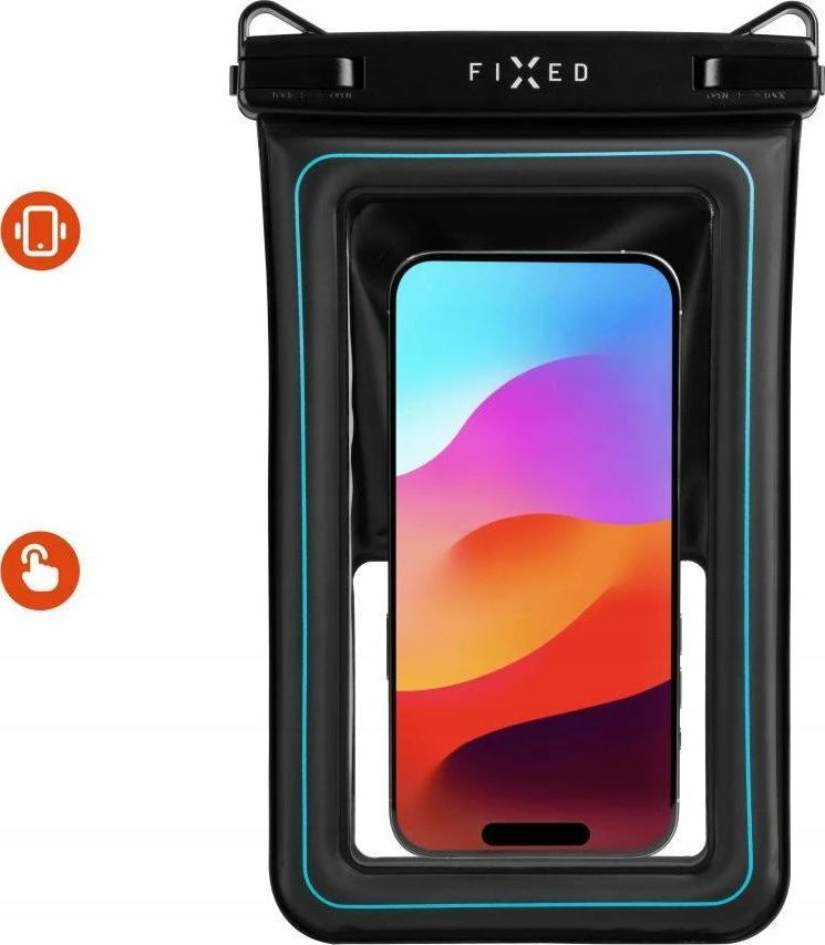 Mbështjellës i papërshkueshëm prej ujit Fixed Float Max universal deri 7.5\", IPX8, me litar qafe, i zi