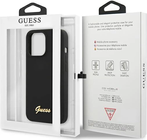 Mbështjellës Guess GUHMP13LLSLMGBK për iPhone 13/13 Pro 6.1", silikon, MagSafe, zi