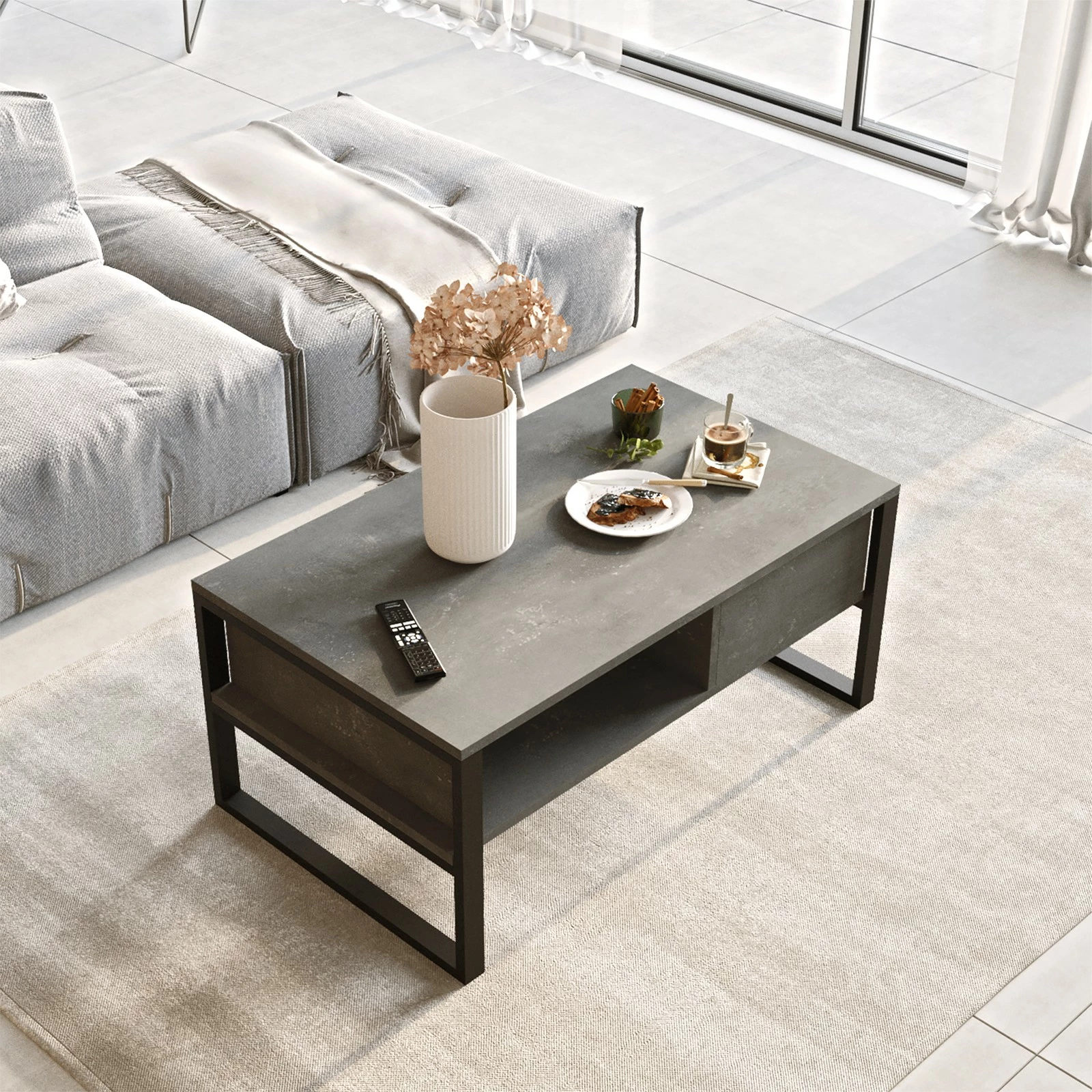 Tavolinë kafeje Skye Decor, argjend, Ml34-Rg