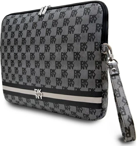 Mbështjellës laptopi DKNY, 14", motiv shahu me vija, i zi