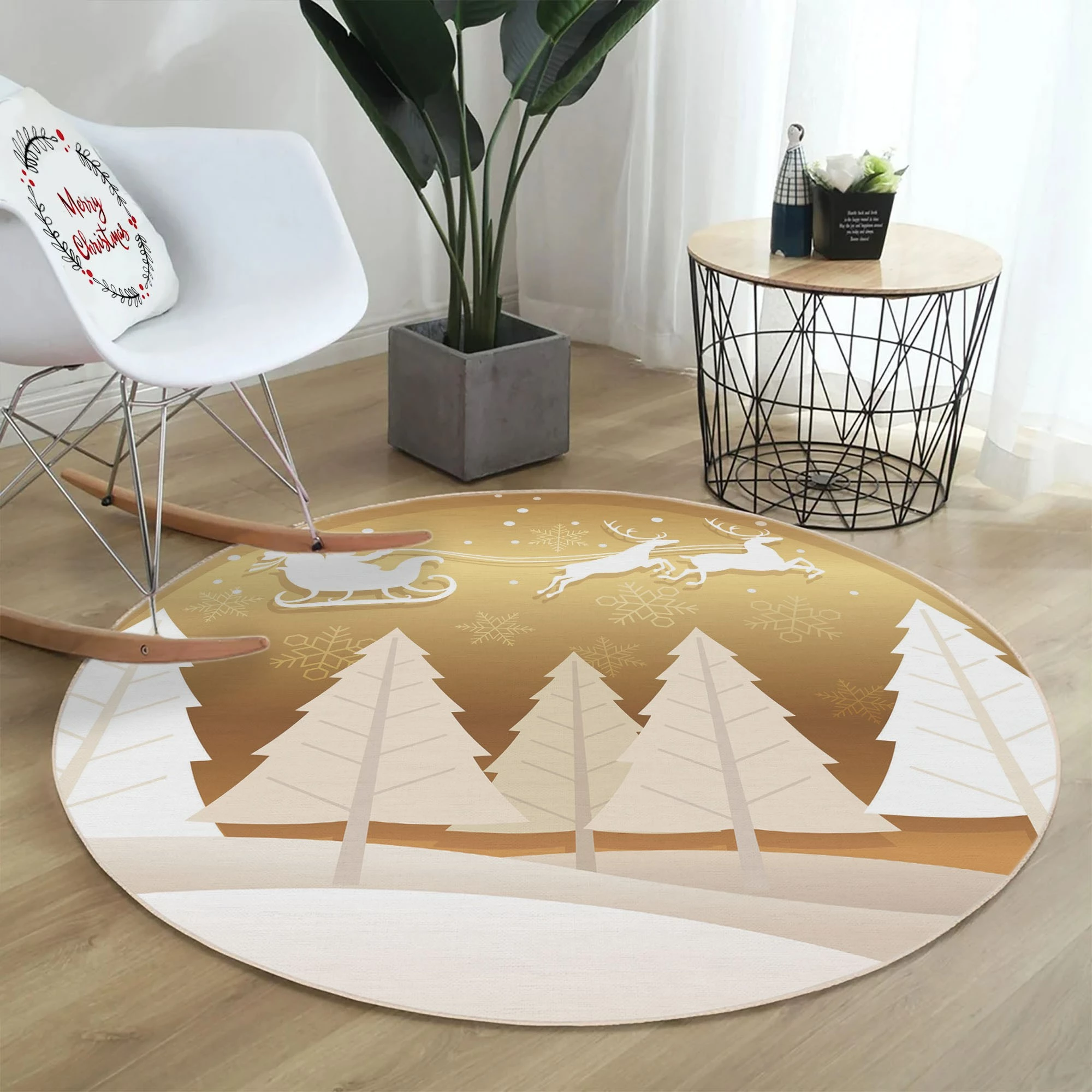 Qilim rrumbullakët, ngjyrë ari dhe e bardhë, Conceptum Hypnose, 120 cm
