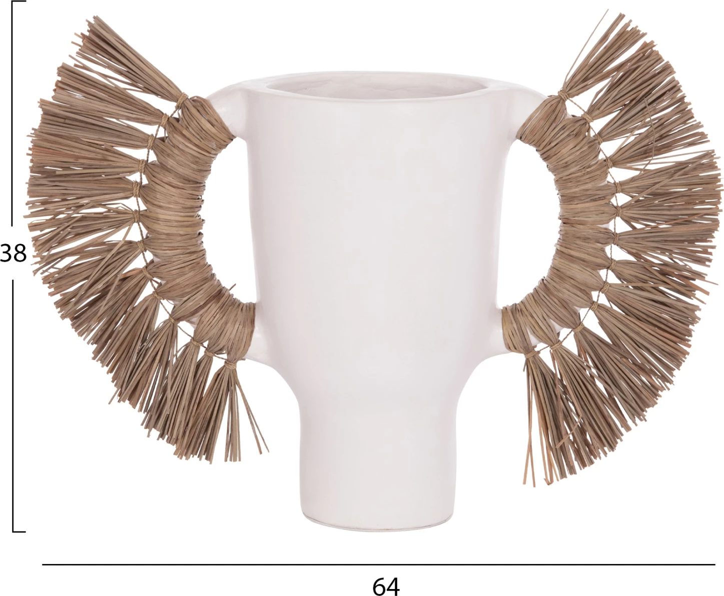 Vazo dekorative tavoline ALICA, terrakotë e bardhë, me bar, FH4668.02L, 64x22x38cm