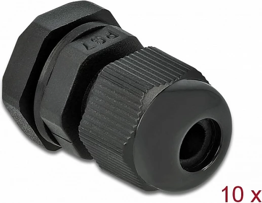 Glandë kablli DeLOCK PG7, IP68, për kabllo 6.5 mm, set 10 copë, e zezë