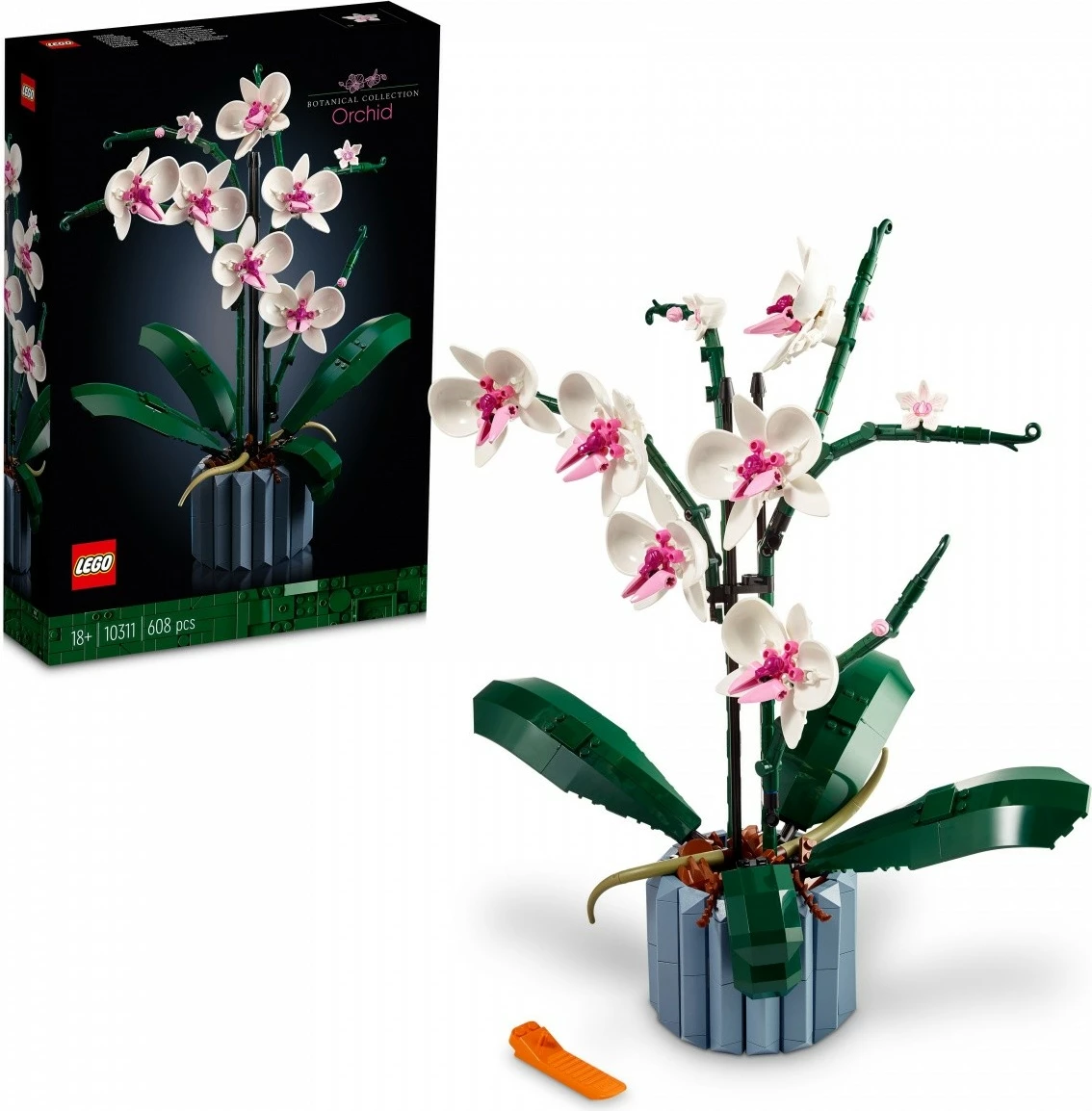 Set ndërtimi LEGO Icons Botanical Collection Orchidea 10311, 608 pjesë, bardhë/rozë