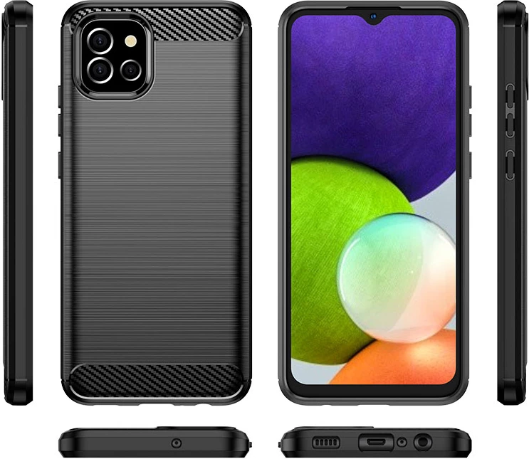 Mbështjellës Hurtel Carbon Case për Samsung Galaxy A03s, i zi