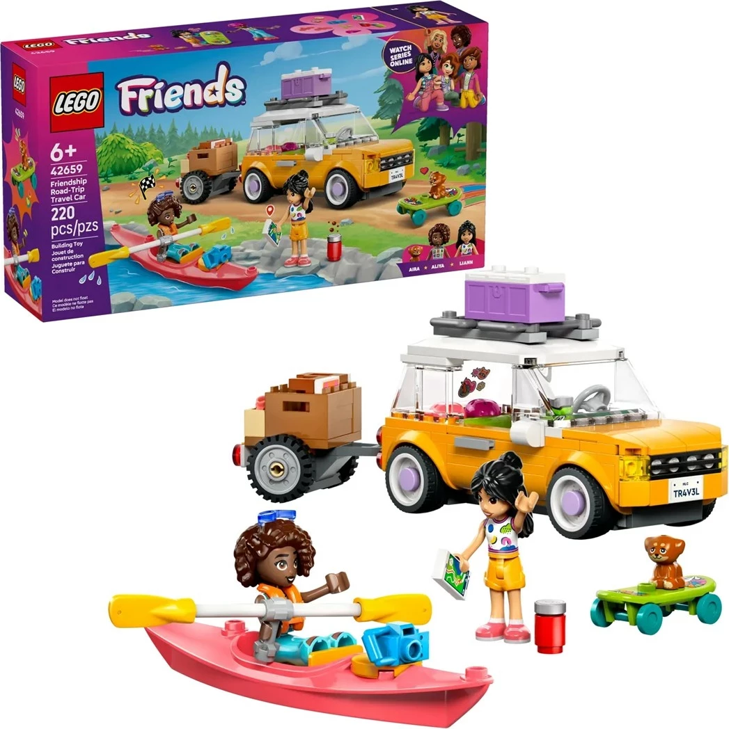 Set LEGO Friends Friendship Road-Trip Travel Car 42659, 220 pjesë, me 2 minifigura, për fëmijë 6+