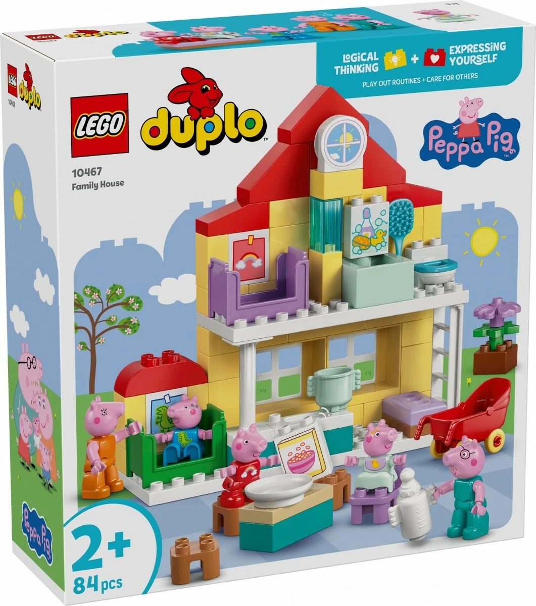 Set bllokash LEGO DUPLO Peppa Pig 10467 Family House, 84 copë, 2+, shumëngjyrësh