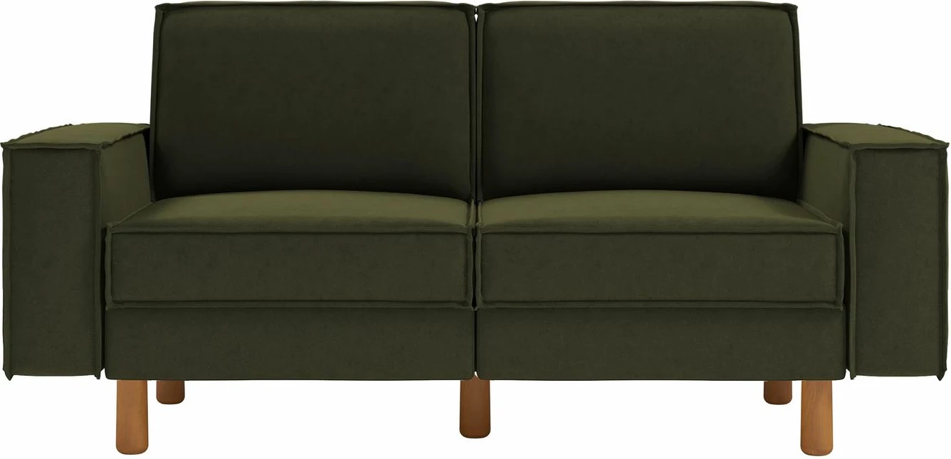 Divan dyvendësh Atelier del Sofa, ngjyrë jeshile vaji, këmbë druri arre, Sparrow 2