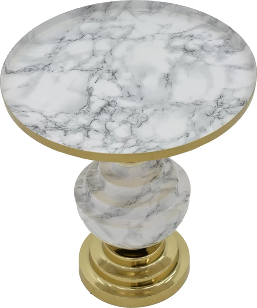 Tavolinë anësore Cogent Inart, mermer gri-ari, D41x44cm