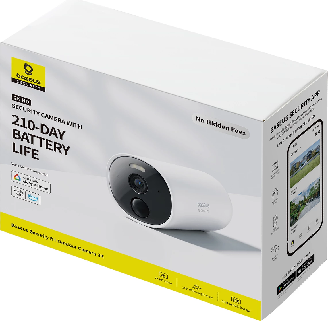 Kamerë sigurie Baseus Security B1, 2K, pa tela, 7800 mAh, 8 GB, e bardhë