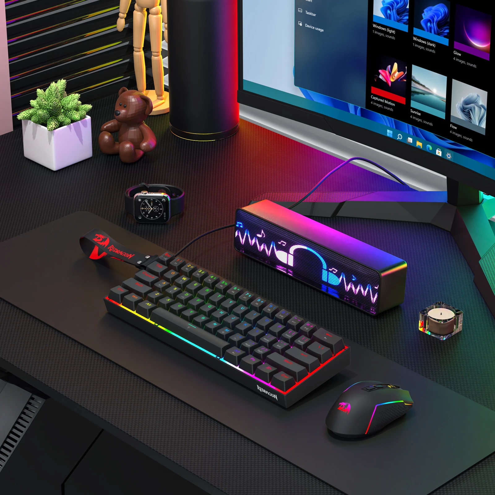 Tastierë gaming me kabllo Redragon Fizz Magnetic Plus K617RGB-MP, Hall Effect, 60% (61 taste), 8000Hz, RGB, USB-C e heqshme, e zezë