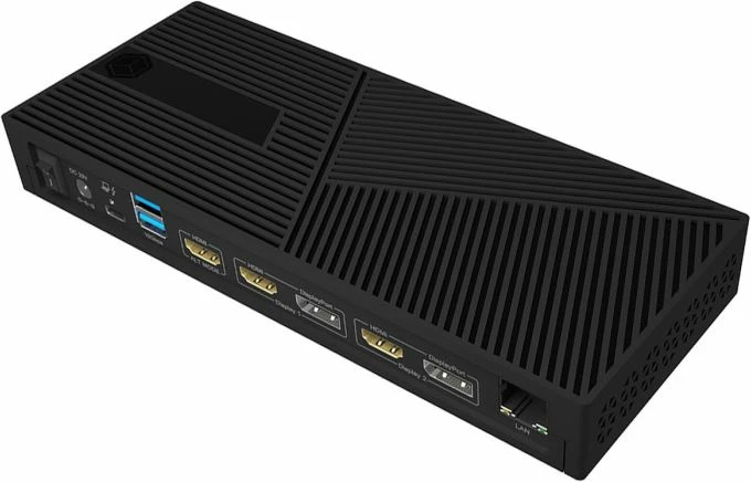 Stacion dokimi USB-C ICYBOX IB-DK2246AC, 11-në-1, DisplayLink, 4K@60Hz, triple monitor, PD 100W, e zezë