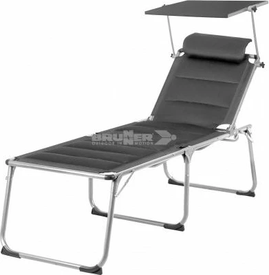 Shezlong BRUNNER Marbella High H2L, 196×62×48 cm, palosshëm kornizë alumini, me hijezues, i zi