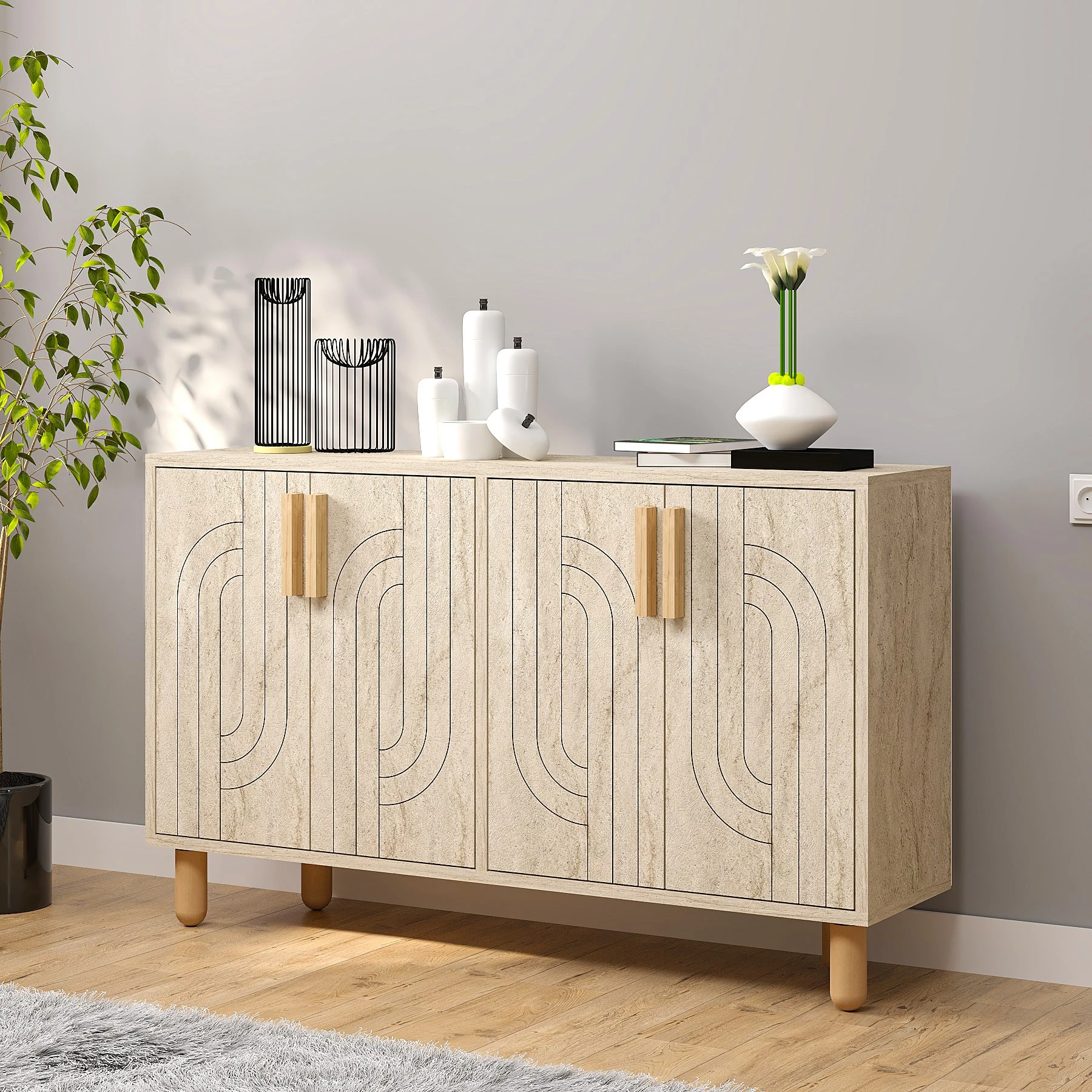 Konsol Skye Decor, ngjyrë travertine, Rodney