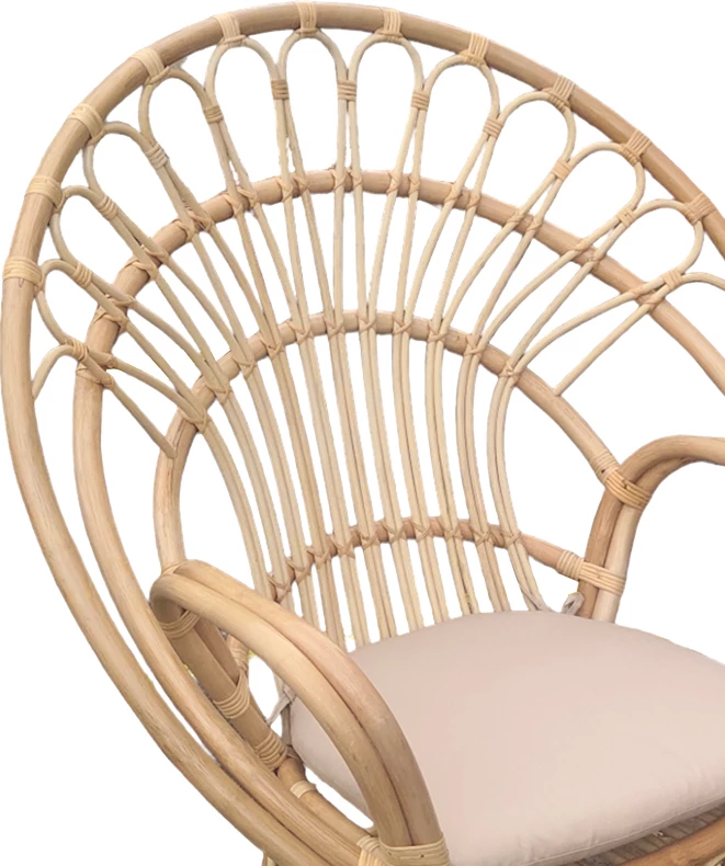 Karrige Boloni Inart me jastëk bezhë, ratan natyral, 100x67x120cm