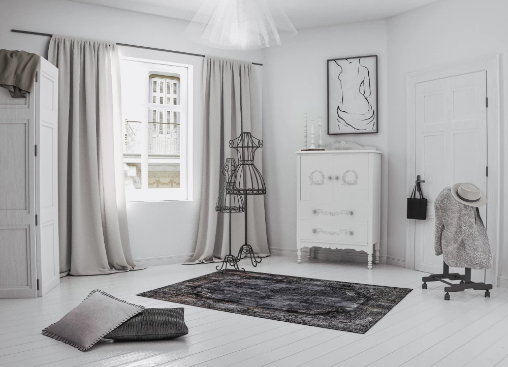 Pikturë dekorative FIGURA, kanavacë, ngjyrë e bardhë dhe e zezë, 60x90x5cm