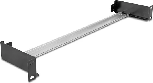 Panel shinë DIN DeLOCK 19", 1U, metal, montim horizontal/vertikal, i zi