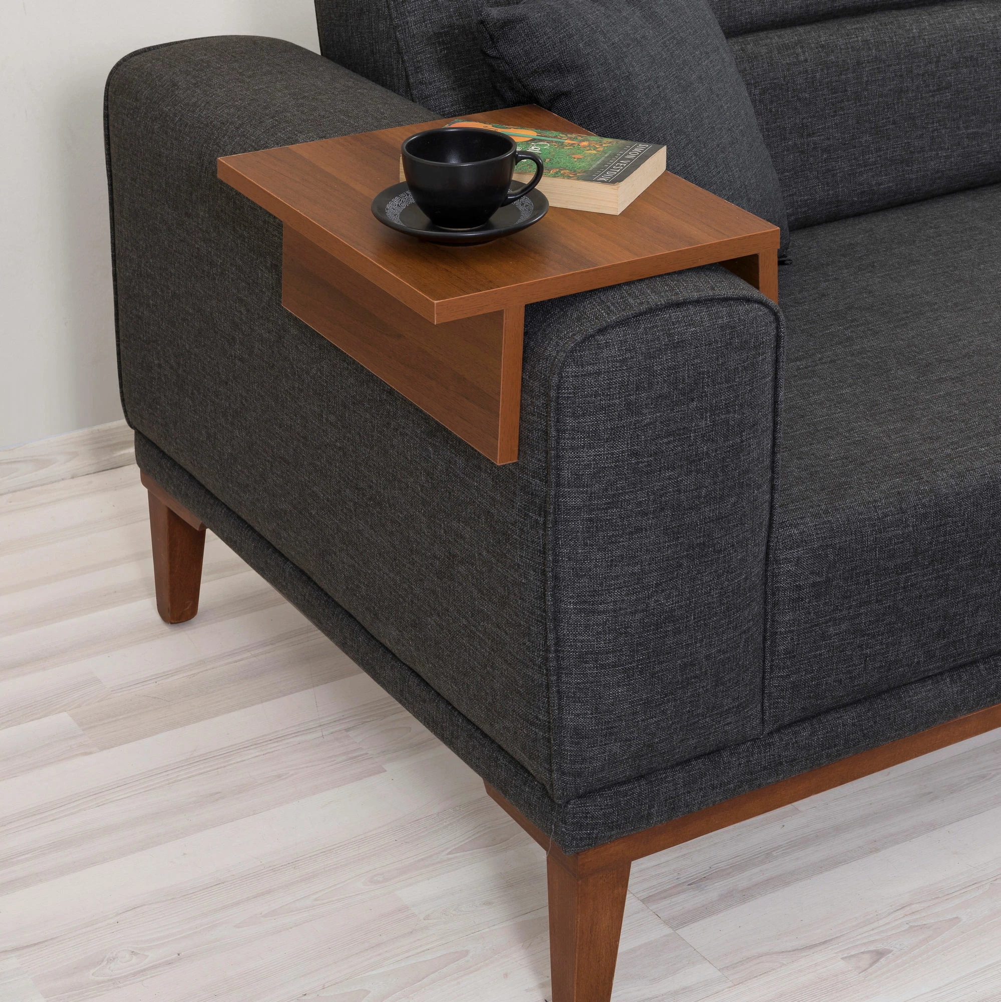 Set divan-krevat, karrige dhe tavolinë anësore, ngjyrë antracit, Liones 1053