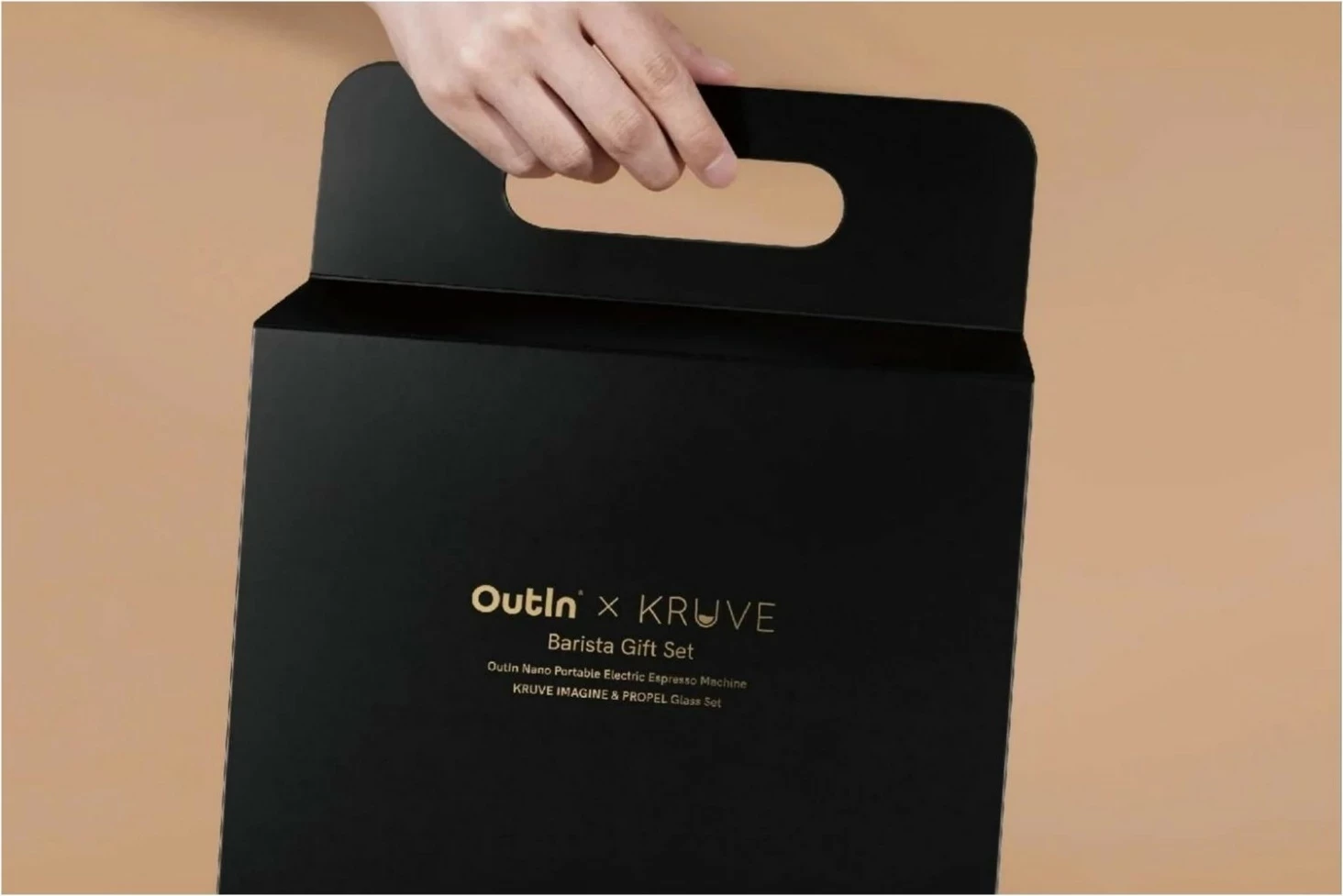 Aparat kafeje portabel OutIn Nano OTST-KRUVE, kapsula Nespresso/miell, wireless, set me gota Kruve, ngjyrë zi/ari