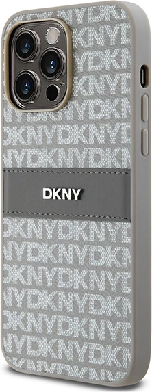 Mbështjellës DKNY Mono Stripe & Metal Logo për iPhone 14 Pro, bezhë