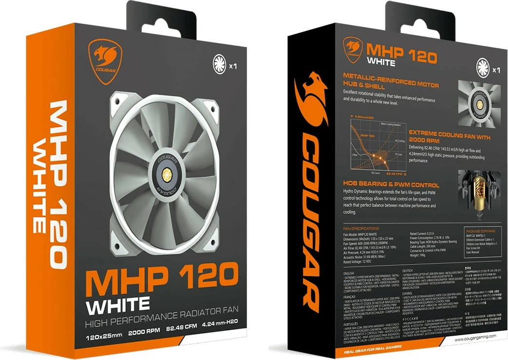 Ventilator kase Cougar MHP 120, 120mm, i bardhë