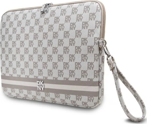 Mbështjellës laptopi DKNY Sleeve, 14", model me vija dhe kuadrate, Bezhe