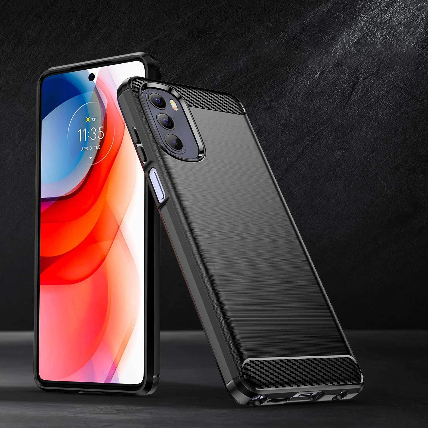 Mbështjellës Hurtel Carbon Case për Motorola Moto G Stylus 5G 2022, i zi