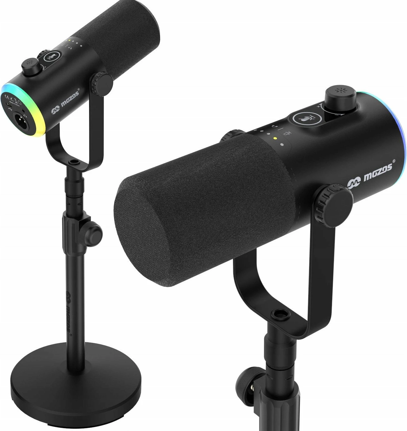 Mikrofon dinamik Mozos GM-ONE, USB-C/XLR, kardioid, me stativ, i zi