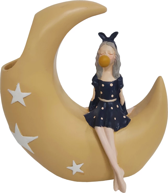 Figurë dekorative Luna, polirezine, shumëngjyrëshe, 15x8x16cm
