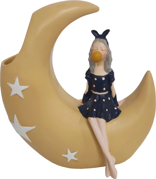 Figurë dekorative Luna, polirezine, shumëngjyrëshe, 15x8x16cm