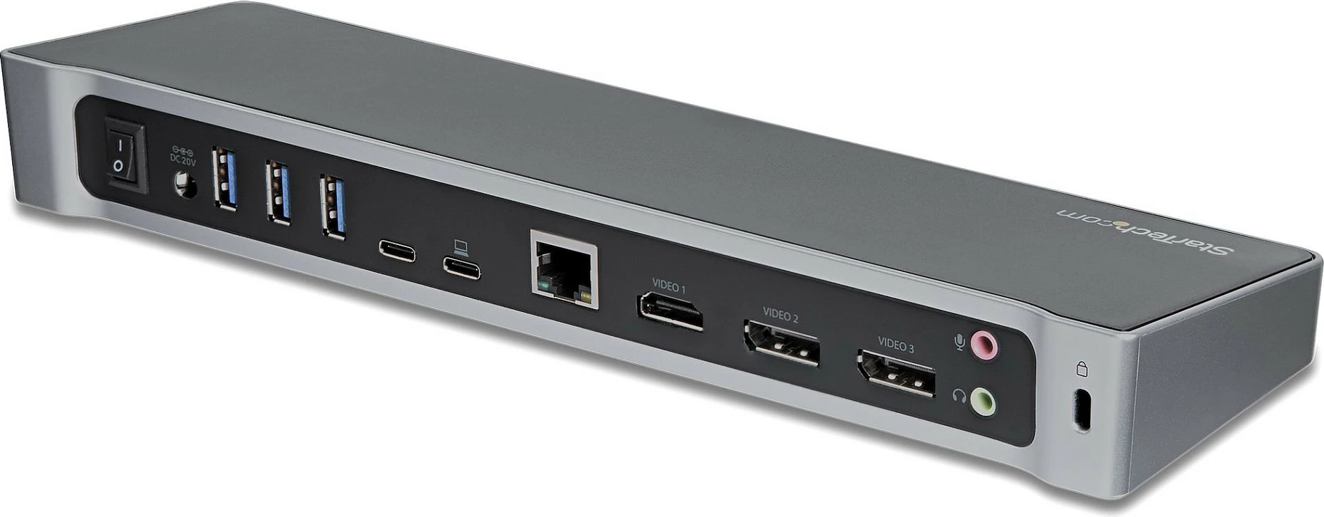 Docking station USB-C StarTech DK30CH2DEPUE, 3x 4K, 100W Power Delivery, 5x USB 3.0, Gigabit LAN, e zezë dhe argjendtë