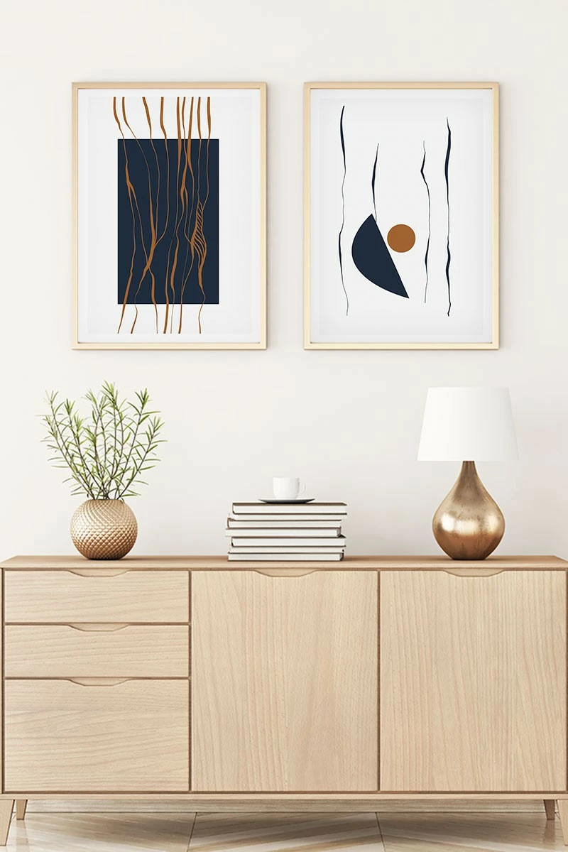 Pikturë dekorative me kornizë, MDF, 2 copë, Wallity, Huhu108, 30x40cm