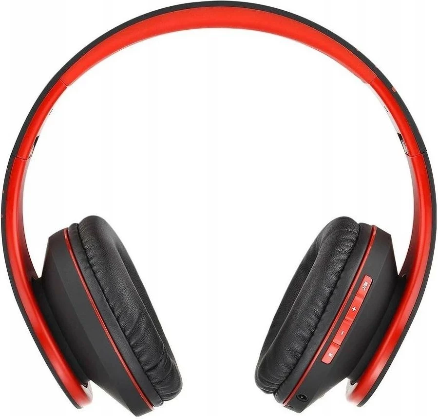 Kufje PowerLocus P2, Bluetooth 5.3, microSD, Radio FM, me mikrofon, on-ear, e zezë/kuqe