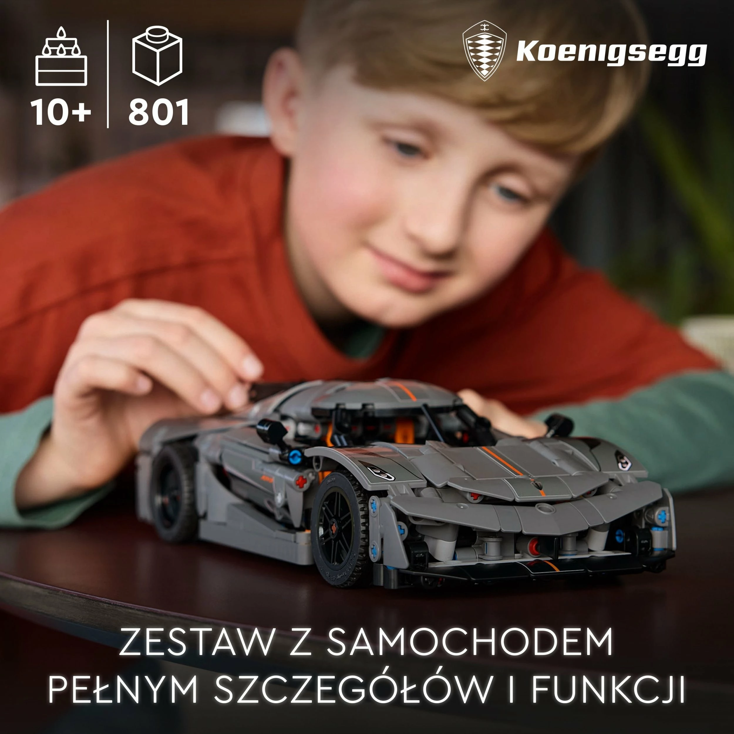 Set ndërtimi LEGO Technic Koenigsegg Jesko Absolut 42173, 801 pjesë, 10+, gri