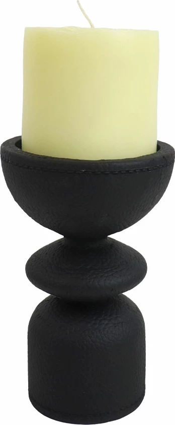 Mbajtës qirinjsh dekorativ NOCTURIA, polirezine, ngjyrë e zezë, 10x10x15.5cm