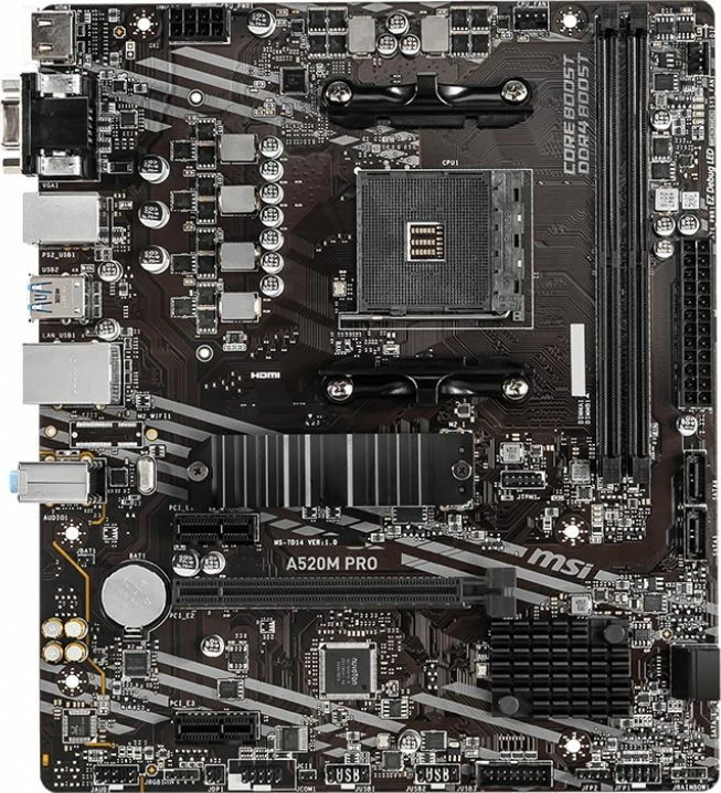 Pllakë amë MSI A520M PRO, mATX, 2xDDR4 deri 64GB